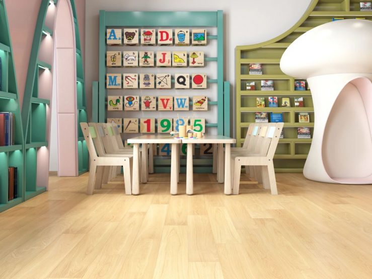 小蓝鲸石晶地板、石晶墙板幼儿园装修效果图案例