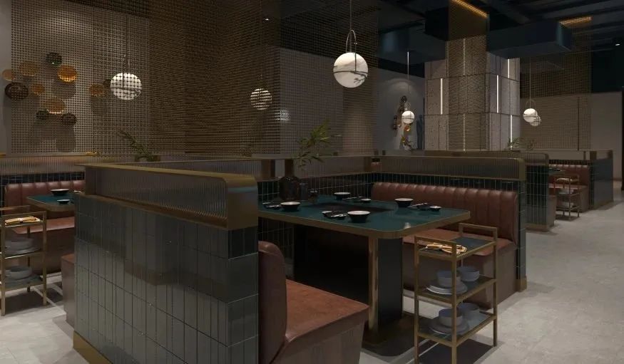 小蓝鲸石晶地板、石晶墙板火锅店案例