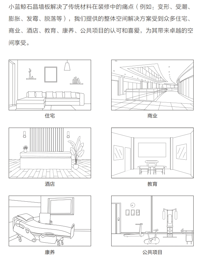 小蓝鲸石晶墙板适合多空间领域使用